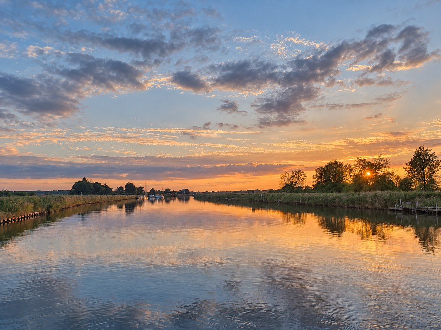 Sunset reflected on the River Yare at Reedham